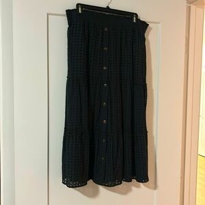 Long black skirt with buttons